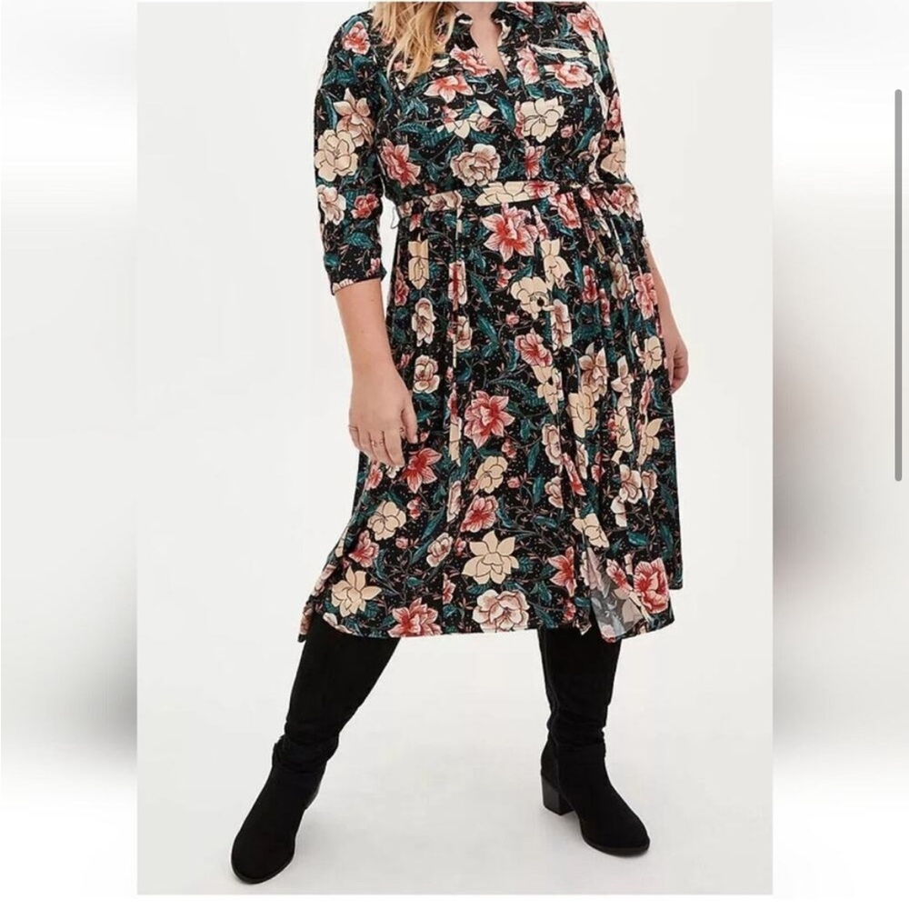 Torrid Floral Challis Shirtdress - Picture 2 of 11